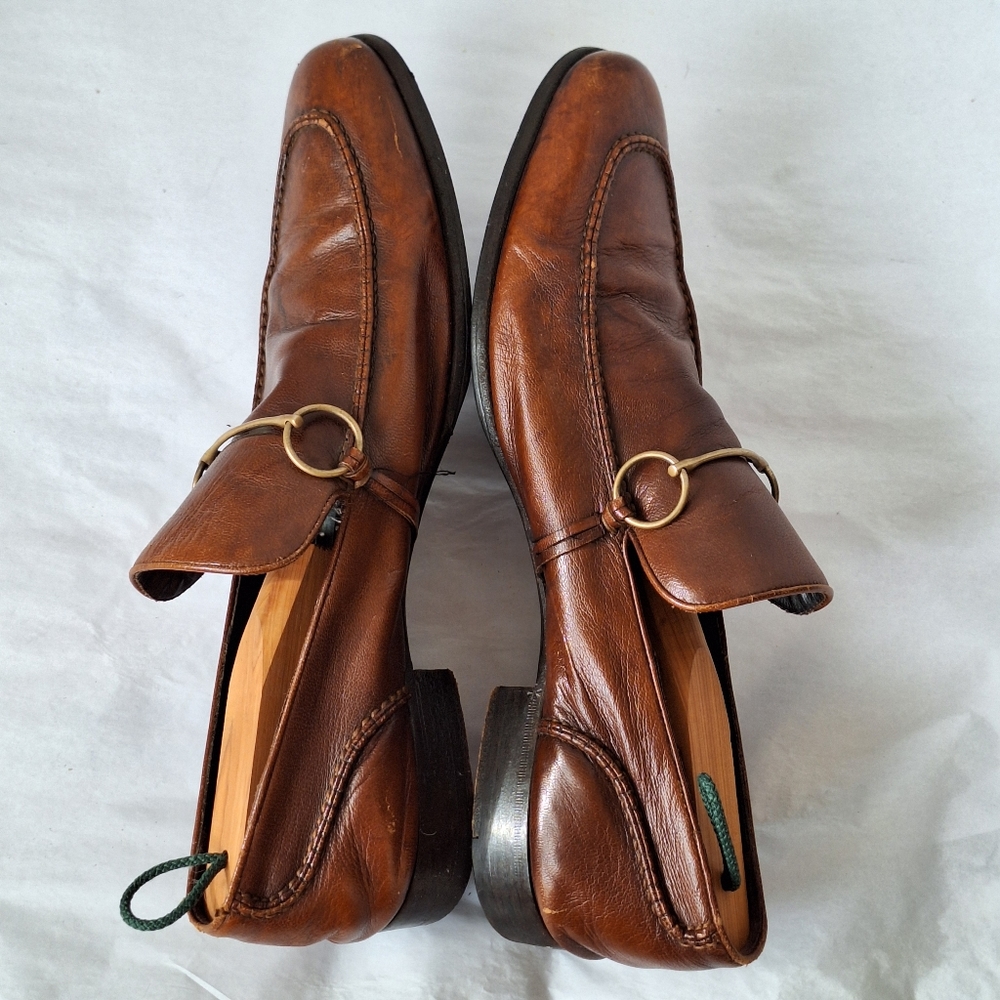 VINTAGE Rare Gucci Horsebit Brown Leather Flat Loafers - 8.5 - Picture 5 of 15